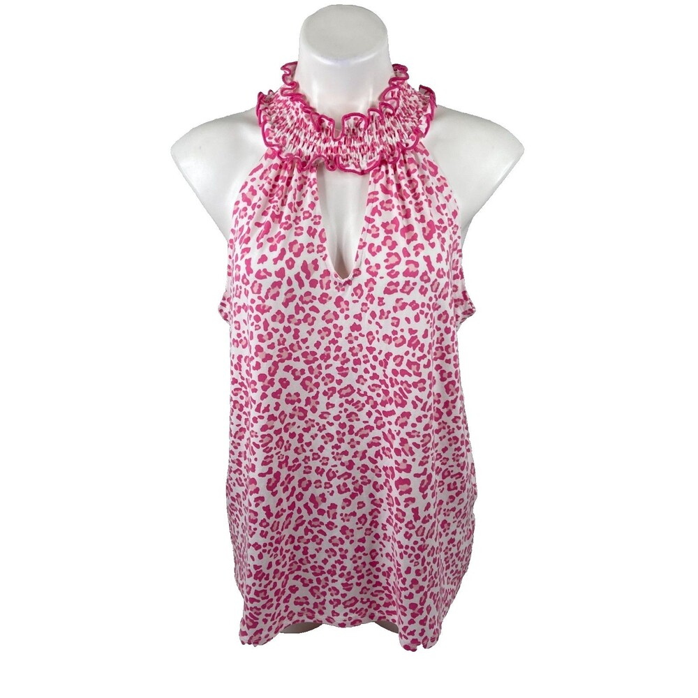 Culture Code Women Medium Halter Top Pink Cheetah Print Choker Boho NWT